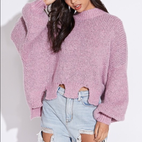 SALE✨Off White Bubble Sleeve Knit Sweater - Picture 6 of 7